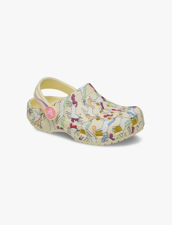Crocs Classic Unicorn Graphic Clog - כפכפי קרוקס קלוג חד קרן בצבע קרם לקטנטנים