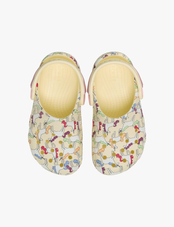 Crocs Classic Unicorn Graphic Clog - כפכפי קרוקס קלוג חד קרן בצבע קרם לקטנטנים