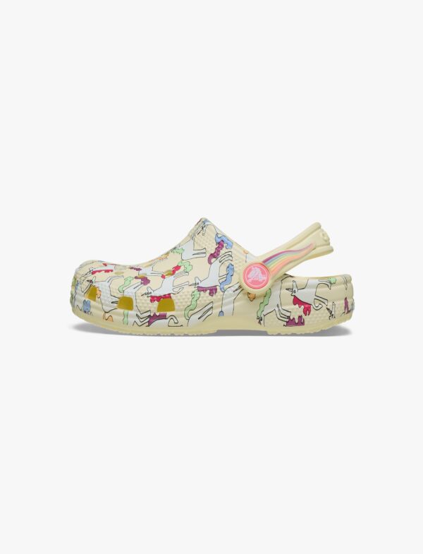 Crocs Classic Unicorn Graphic Clog - כפכפי קרוקס קלוג חד קרן בצבע קרם לקטנטנים