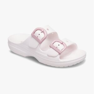Crocs Saturday Enamel Buckle Sandal - כפכפי קרוקס לנשים בצבע ורוד קרחוני
