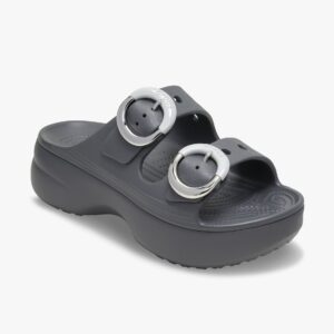 Crocs Saturday Platform Dipped Buckle Sandal - סנדלי פלטפורמה קרוקס לנשים בצבע אפור קרבון