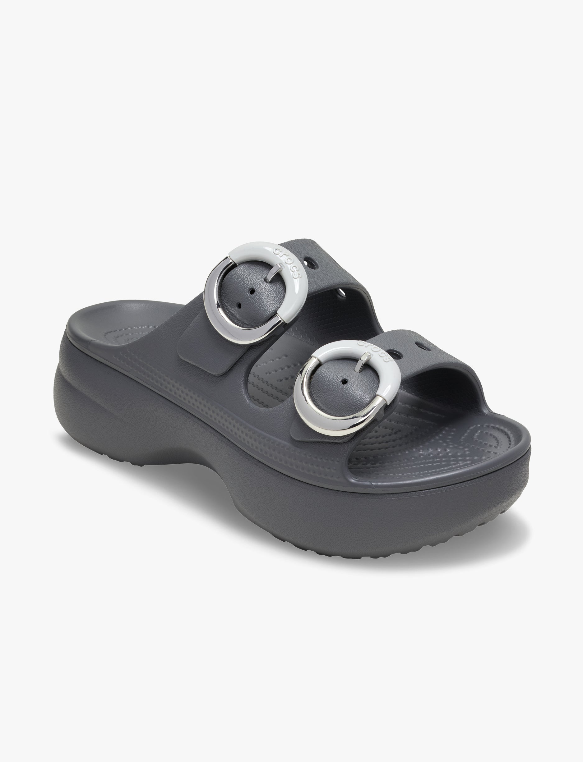 Crocs Saturday Platform Dipped Buckle Sandal - סנדלי פלטפורמה קרוקס לנשים בצבע אפור קרבון
